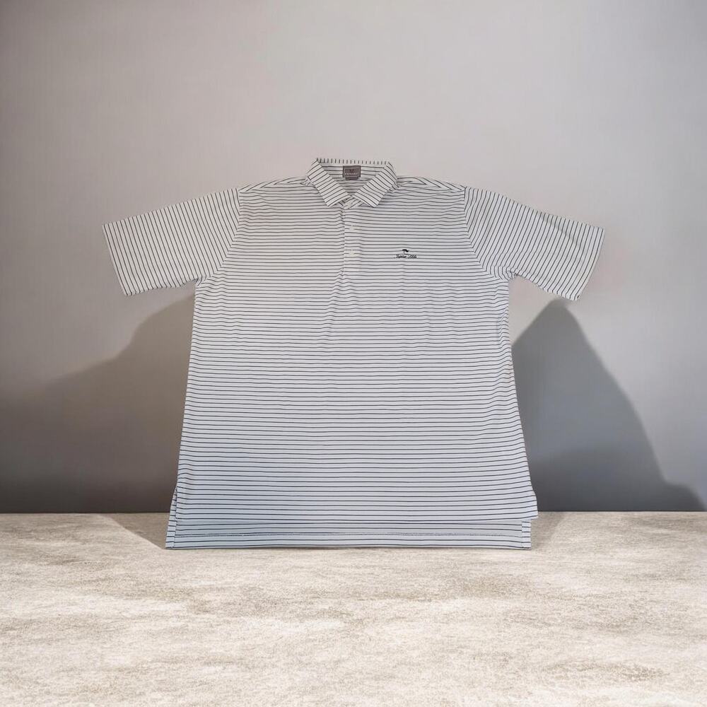 Fennec Jupiter Hills Polo White Striped Golf Country Club XL Old Money Nautical